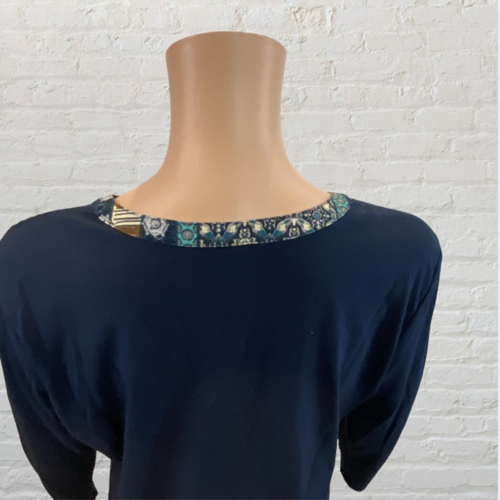 VAN HEUSEN -- Blouse, Multi-Colored, 3/4 Sleeve, Button Down with Boat Neck - Picture 8 of 14